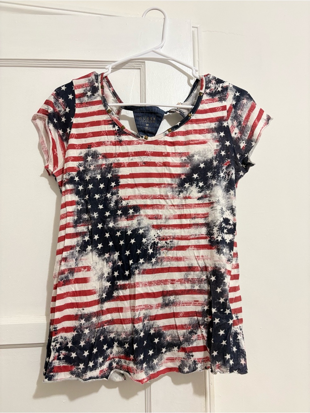 Guess Women's Short Sleeve Tee in Red, White & Blue